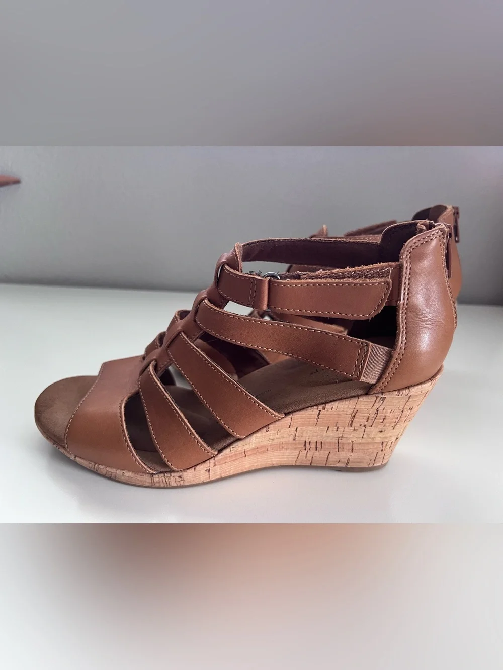 Rockport Brown Strappy Gladiator Sandal Wedges for Women